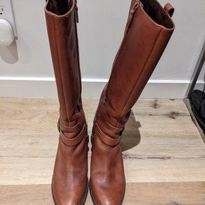 Cole Haan Brown Leather Riding Boots, Size 9 with 2 inch heel